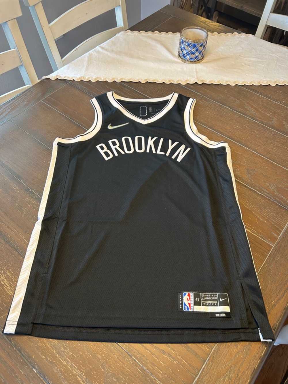 Nike Black Brooklyn Basketball Jersey with White Trim